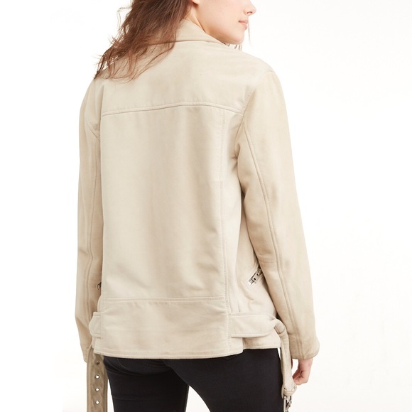 All Saints Suede Leather Oversized Moto Jacket - Picture 3 of 7